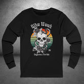 Ladies Daytona Bike Week 2025 Skull and Roses Long Sleeve Crew Neck TShirt